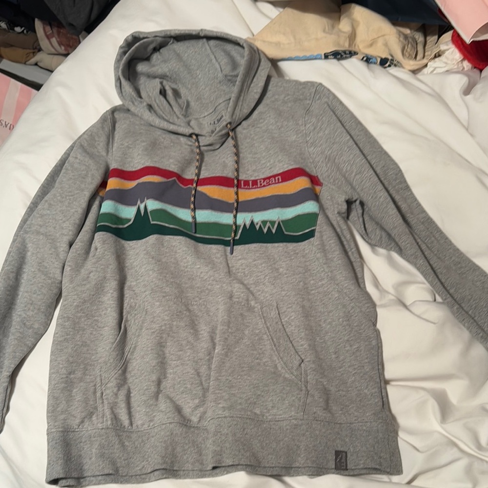 L.L. Bean Women’s Gray Hoodie with Multicolor Stripe